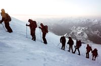 J&ouml;rg von de Fenn. Blinder Bergsteiger erklimmt den Elbrus Juni 2009.